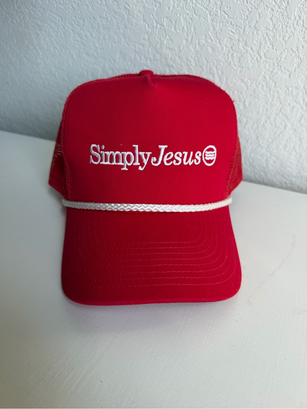 Simply Jesus Red Rope Trucker Hat